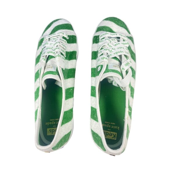 NEW Keds X Kate Spade W's 10 NY Kickstart Logo Foxing Terry Sneakers Green White - Picture 15 of 15